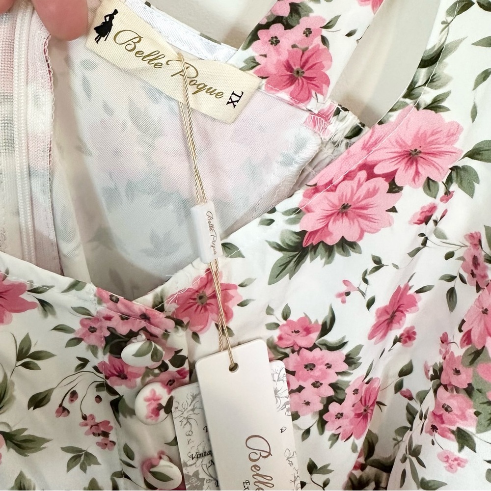 NWT Belle Poque Pink Floral Sleeveless Dress - Size: Extra Large - Picture 2 of 9